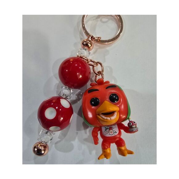 Handmade Beaded Keychain With Reworked Mini Figure - Picture 3 of 10